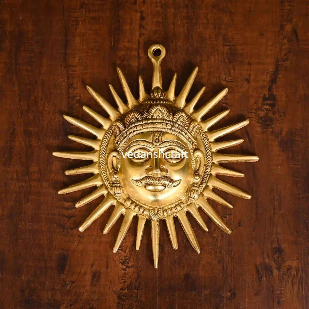 Brass Sun Face Wall Hanging With Velvet Box (9 Inch)