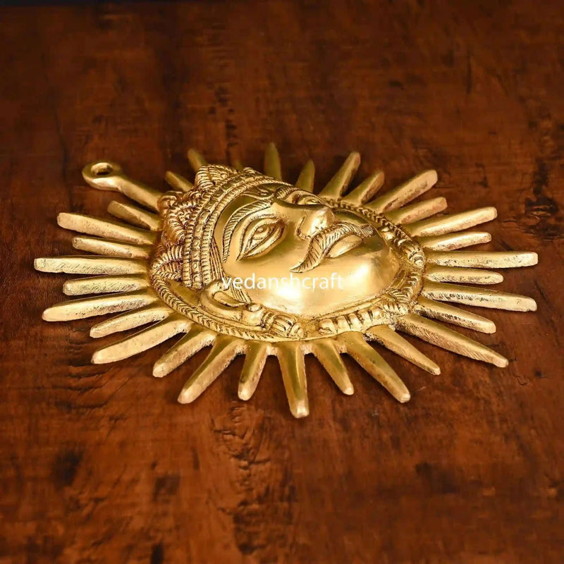 Brass Sun Face Wall Hanging With Velvet Box (9 Inch)