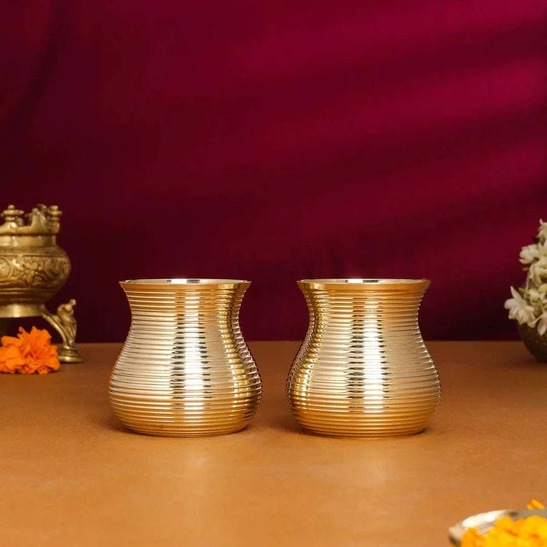 Brass Glass Tumbler Pair