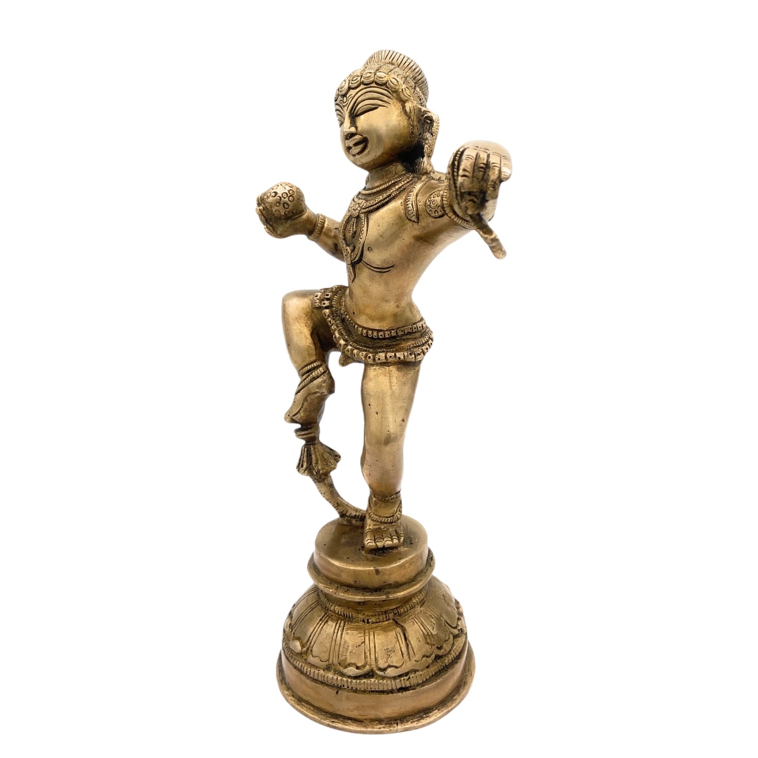Lord Bal Gopal Krishna Idol | Brass Murti | Gopal Statue | Kanhaiya Vigraham | Makhan Chor Murti for Home Decor & Pooja,Gold, 11.5 Inch, 1 Piece
