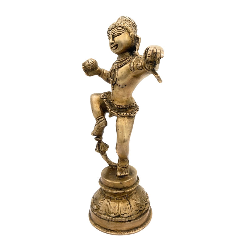 Lord Bal Gopal Krishna Idol | Brass Murti | Gopal Statue | Kanhaiya Vigraham | Makhan Chor Murti for Home Decor & Pooja,Gold, 11.5 Inch, 1 Piece