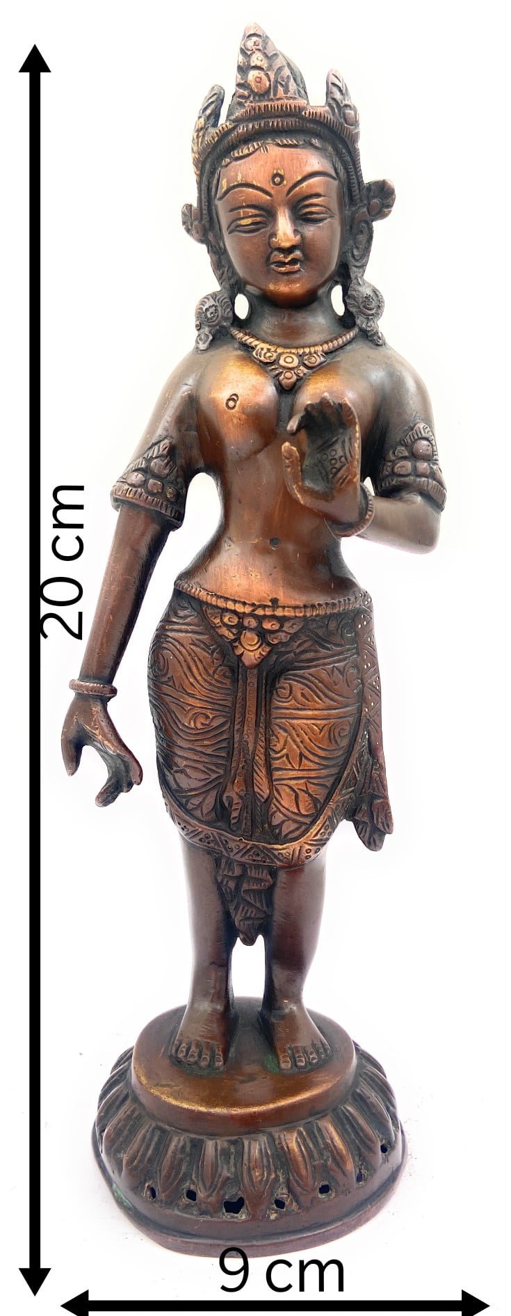 Brass Tibetan Tara Maa Idol – Green Tara, White Tara, Arya Tara, Tibetan Goddess Tara Murti for Pooja, Meditation, Home Decor & Spiritual Gifts,Gold, 8 Inch, 1 Piece