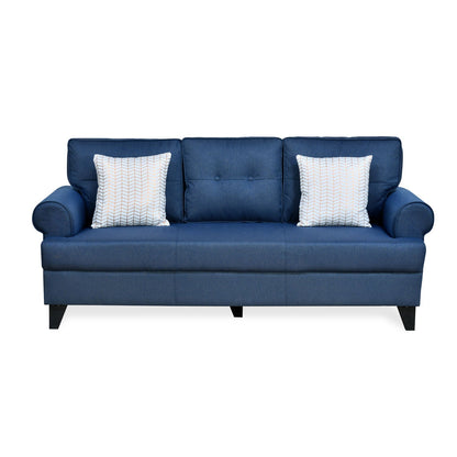 Nilkamal Velma 3 Seater Fabric Sofa with Cushion (Blue)