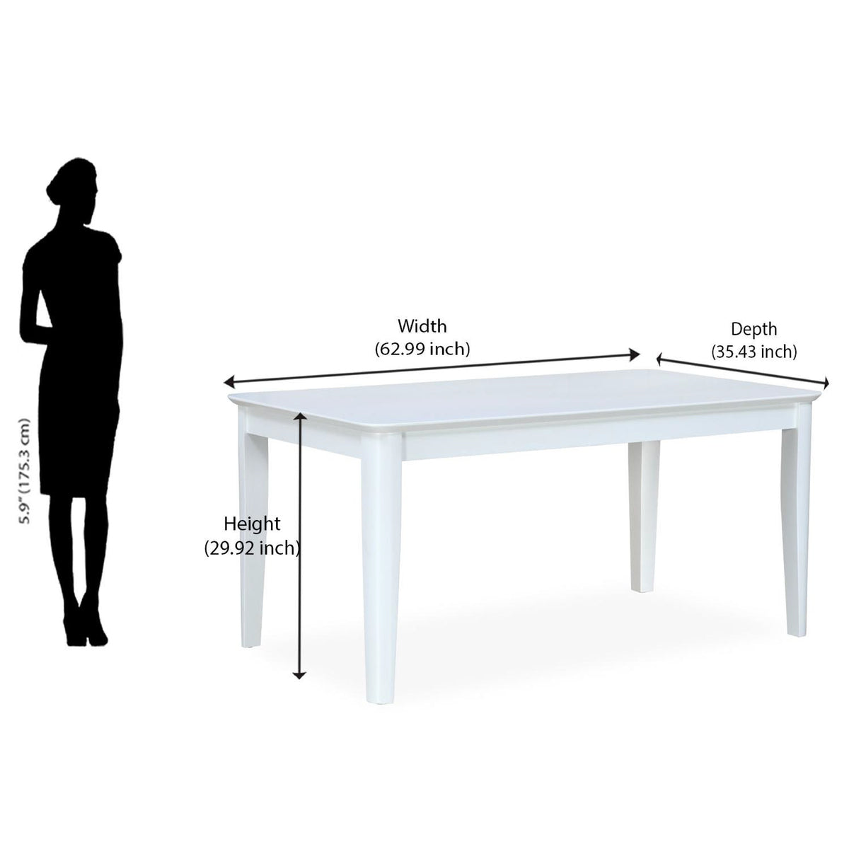 Nilkamal Vera Solid Wood 6 Seater Dining Table (White)