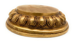 Brass Chowki Bajot Peetha Aasan for Pooja, Handmade Singhasan Stand for Kalash, Deity, Idols, Traditional Mandir Pedestal Platform for Temple & Home Decor, Gold, 1.5 Inch, 1 Piece
