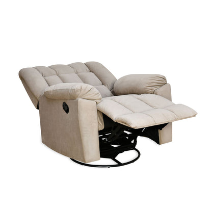 Nilkamal Vivo 1 Seater Fabric Manual Rocker & Swivel Recliner (Beige)
