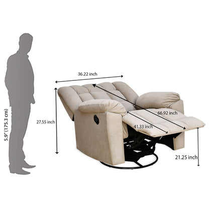 Nilkamal Vivo 1 Seater Fabric Manual Rocker & Swivel Recliner (Beige)