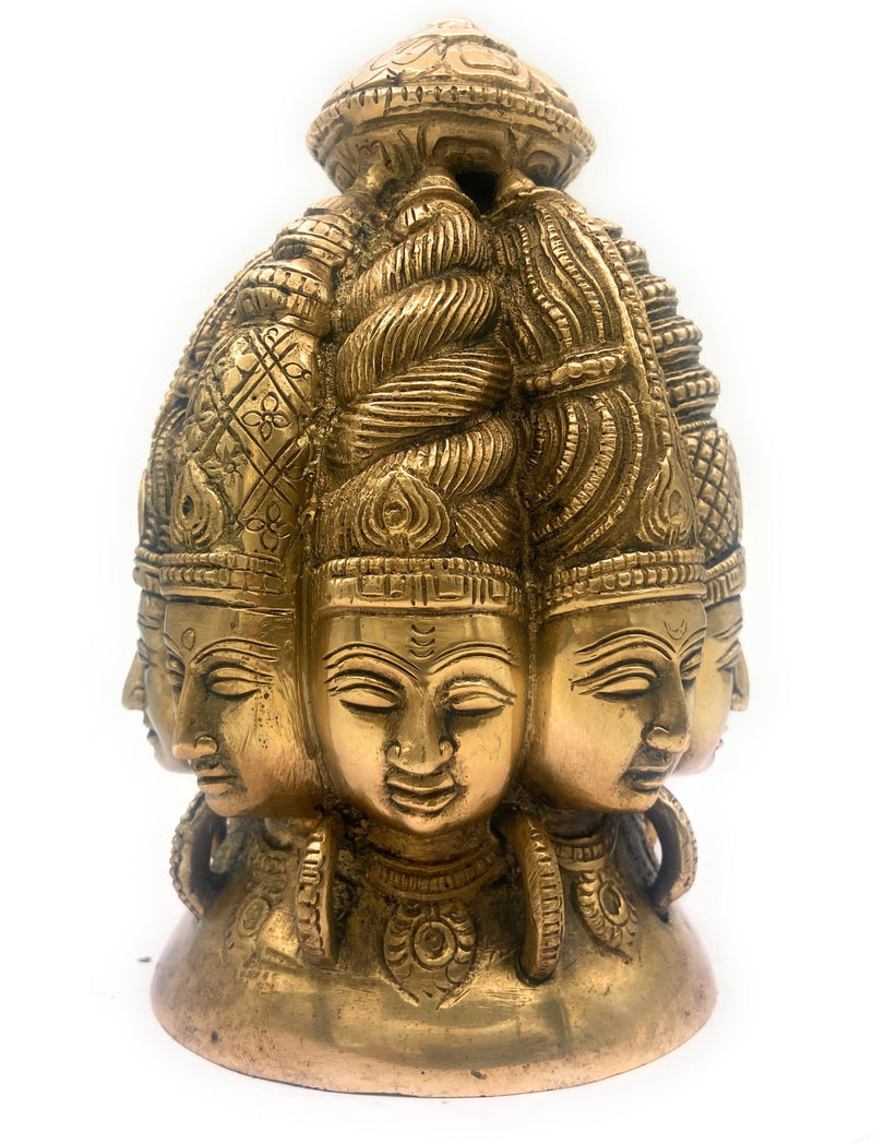 Bhunes Brass Multi Face Brahma Head |Lord Brahma Face | Brahma Face | Brahma Ji | Brass Brahma Statue,Gold, 8 Inch, 1 Piece