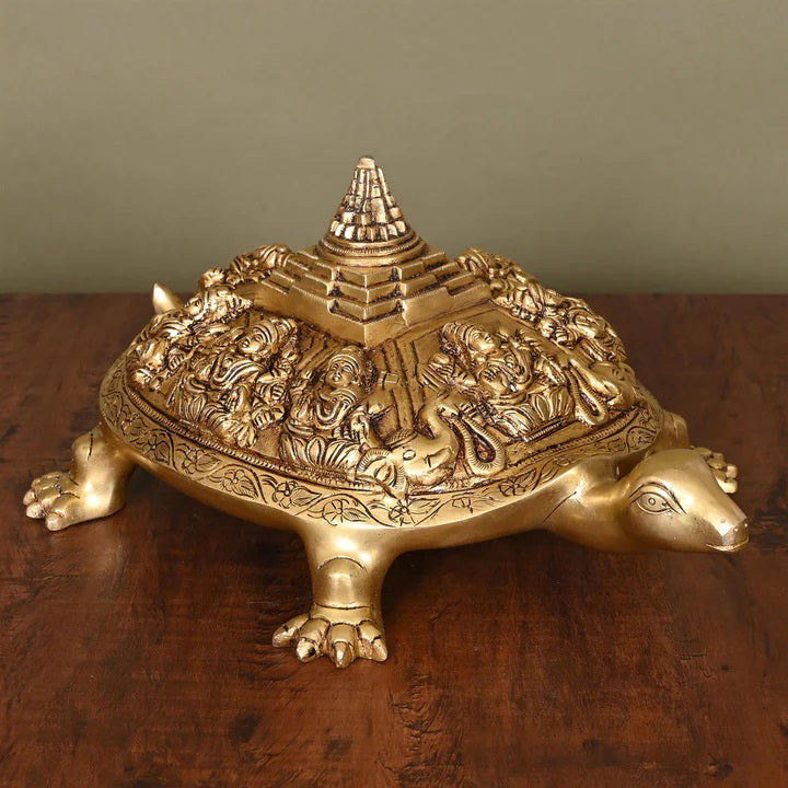 Brass Superfine Ashtalakshmi Shree Yantra Tortoise (6 Inch)