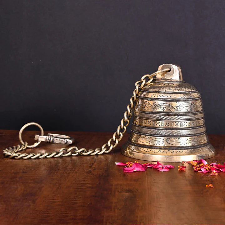 Brass Wall Hanging Temple Bell (25 Inches)