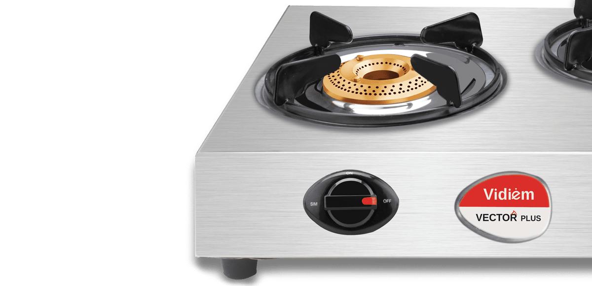 Vidiem Gas Stove S3 195 A Vector Plus (Silver) | 3 Burner Gas Stove Stainless Steel | ISI Certified | Manual Ignition | 