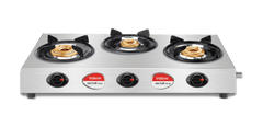 Vidiem Gas Stove S3 195 A Vector Plus (Silver) | 3 Burner Gas Stove Stainless Steel | ISI Certified | Manual Ignition | 