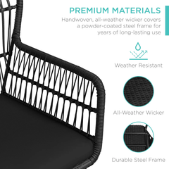 Horizon Outdoor Patio Seating Set 2 Chairs and 1 Table Set (Black)