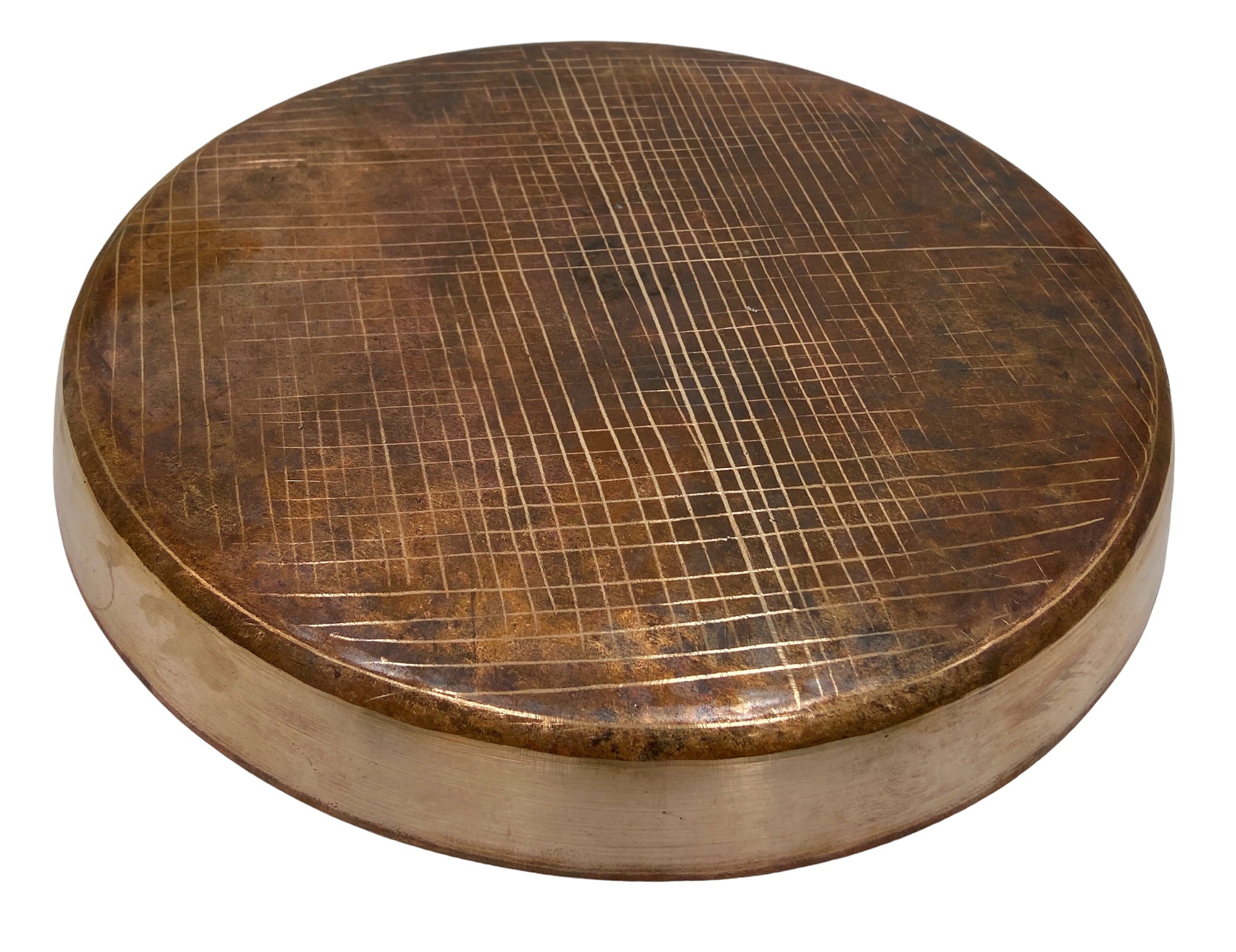 Traditional Pure Brass Dinner Plate (Peetal Thali, Pittala Bhojan Plate, Hittale Oota Thali / Pittalam Dining Plate) Handmade Indian Dining Thali for Temple Bhojan, Prasadam Serving & Festive Meals, Gold, 11.42 Inch, 1 Piece