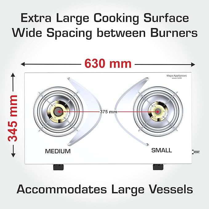 Vidiem Gas Stove SS2 196 A Viva (Silver & Black) | 2 Burner Stainless Steel | ISI Certified | Manual Ignition | 5 Years 