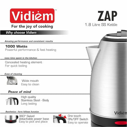 ZAP 1.8 Ltr Electric Kettle vidiem
