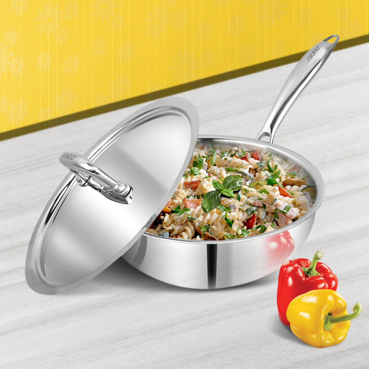 Vinod Platinum Triply Stainless Steel Deep Frypan (Induction Friendly)