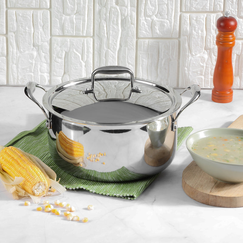 Vinod Platinum Triply Stainless Steel Saucepot with Lid (Induction Friendly) - 6.8 L