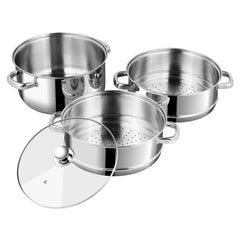 Vinod Stainless Steel 3 Tier Steamer Set (Induction Friendly) - 30 cm