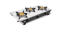 Vidiem Viva 3 Burner Gas Stove | Stainless Steel Body | Brass Burners – Jumbo, Medium & Small | Spacious Burner Placemen