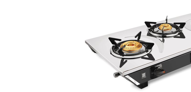 Vidiem Viva 3 Burner Gas Stove | Stainless Steel Body | Brass Burners – Jumbo, Medium & Small | Spacious Burner Placemen