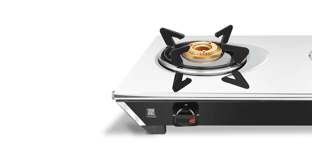 Vidiem Gas Stove SS2 196 A Viva (Silver & Black) | 2 Burner Stainless Steel | ISI Certified | Manual Ignition | 5 Years 