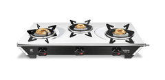 Vidiem Viva 3 Burner Gas Stove | Stainless Steel Body | Brass Burners – Jumbo, Medium & Small | Spacious Burner Placemen