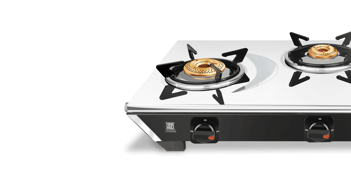 Vidiem Viva 3 Burner Gas Stove | Stainless Steel Body | Brass Burners – Jumbo, Medium & Small | Spacious Burner Placemen