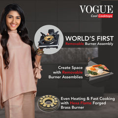 Vidiem Vogue 3-Burner Gas Cooktop/Hob | World's First Fully Removable Burner Assembly | 10Mm Toughened Glass | Hexa Flam