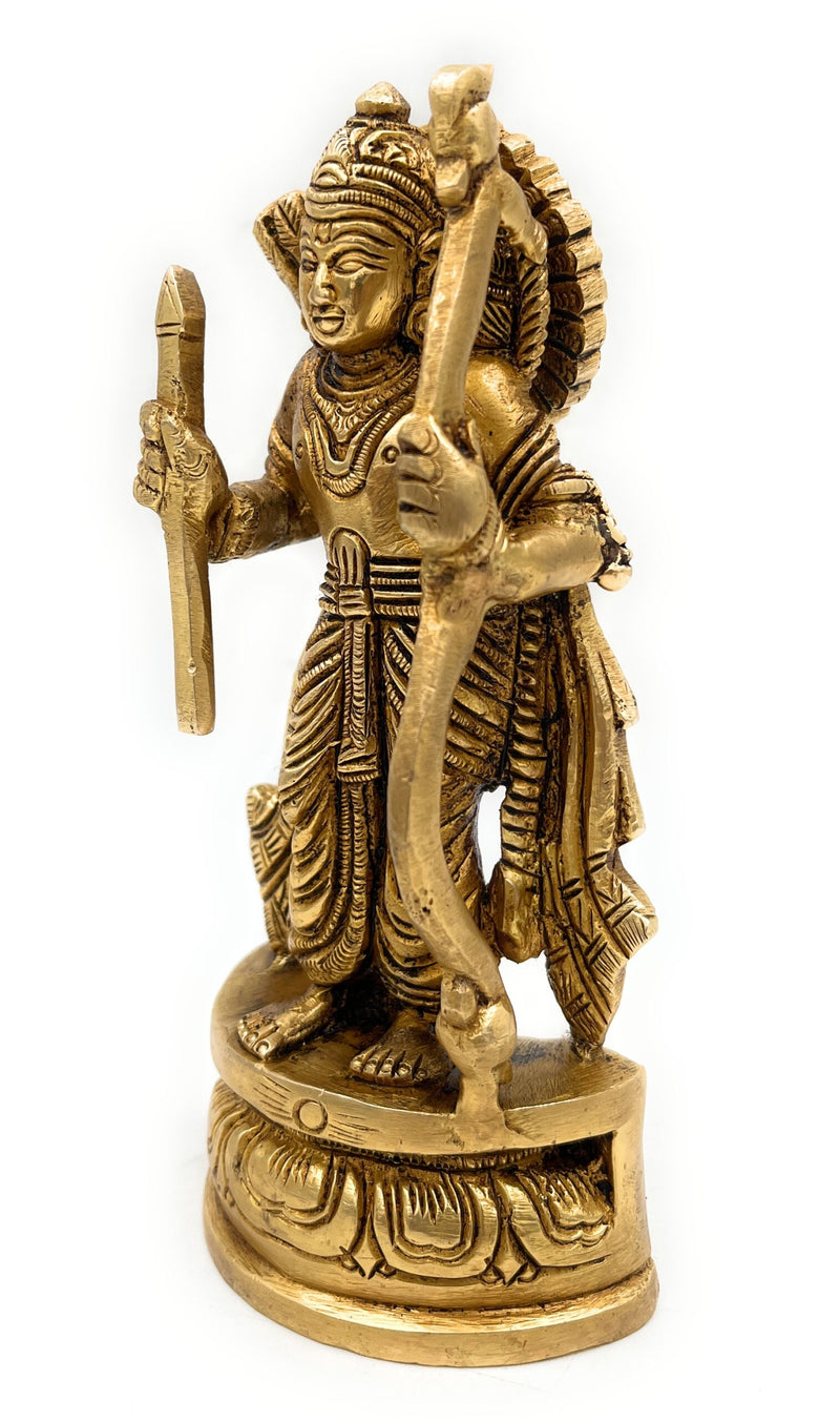 Brass Sri Ram Idol, Pital Rama Murti, Ayodhya Ramachandra Statue, Handmade Shree Ram Vigraham,Gold, 6 Inch, 1 Piece