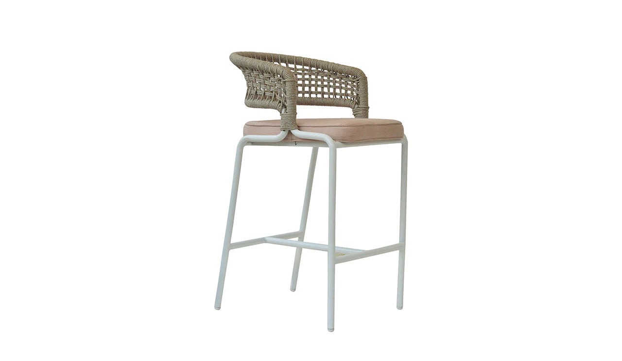 Elliot Outdoor Patio Bar Chair 1 Chair For Balcony (Beige) Braided & Rope