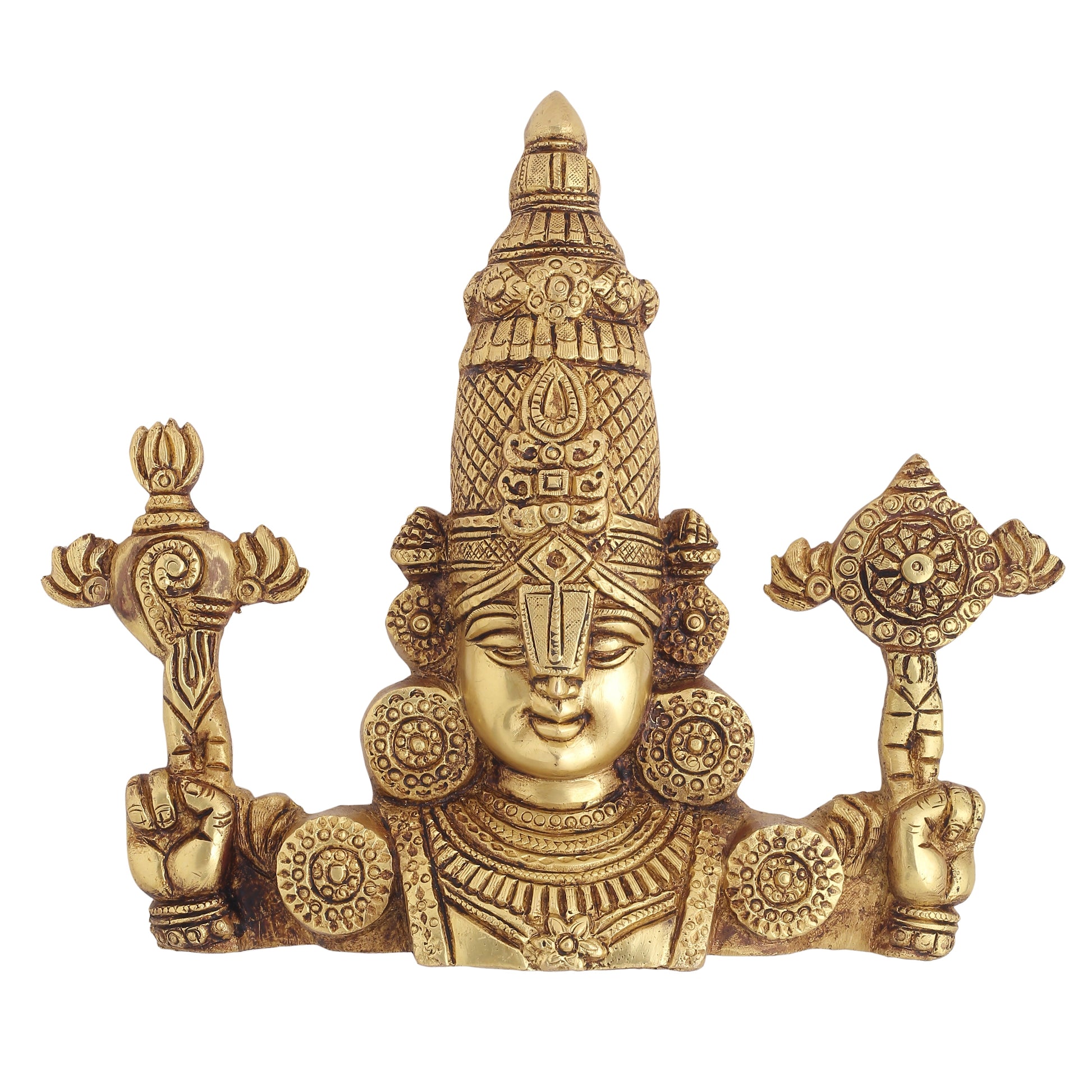 Brass Tirupati Balaji/Venkateshwar Face Wall Hanging (9 Inch)