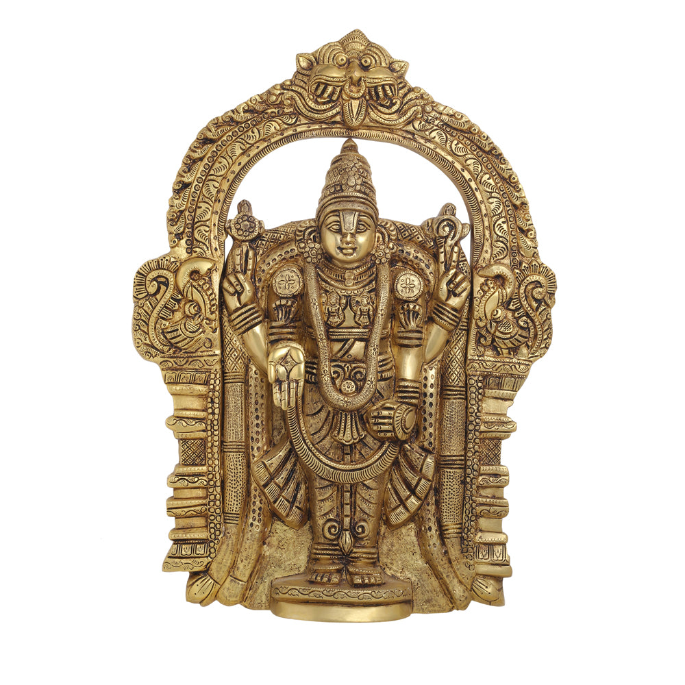 Brass Tirupati Balaji/Venkateshwar Idol Wall Hanging In Frame (19.5 Inch)