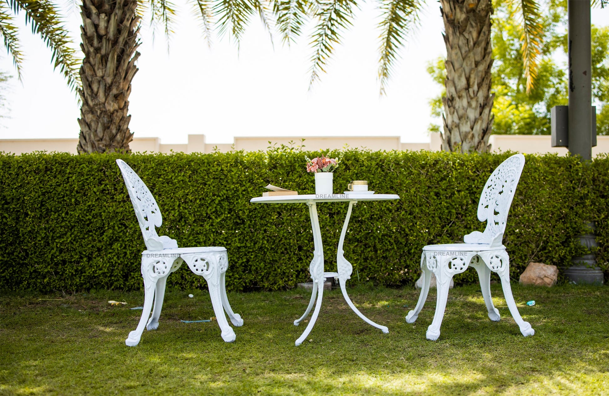 KIYA Cast Aluminium Garden Patio Seating 2 Chair and 1 Table Set
