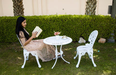 KIYA Cast Aluminium Garden Patio Seating 2 Chair and 1 Table Set