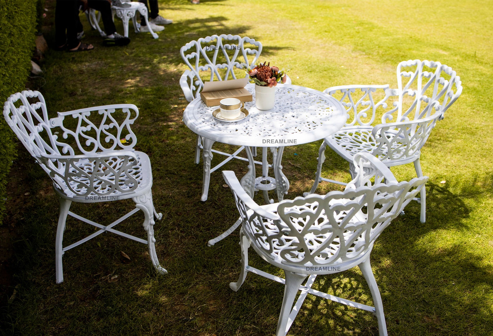 Rudi Cast Aluminium Garden Patio Seating 4 Chair and 1 Table Set