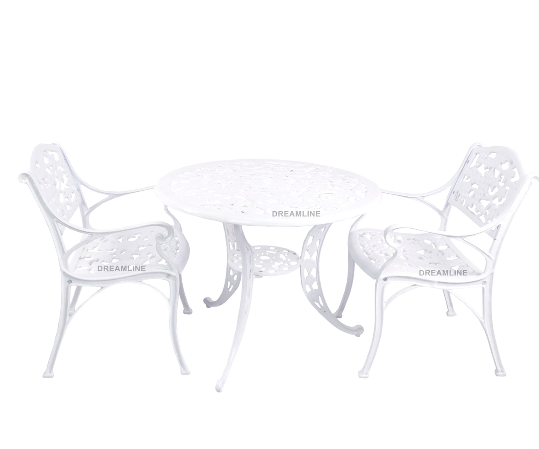 Lenz Cast Aluminium Garden Patio Seating 2 Chair and 1 Table Set