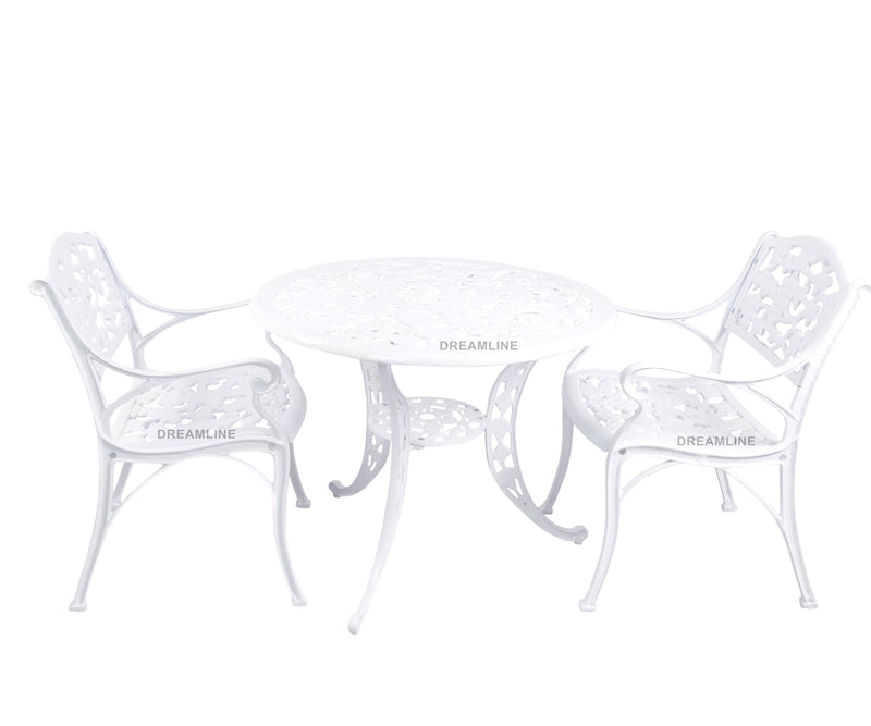 Lenz Cast Aluminium Garden Patio Seating 2 Chair and 1 Table Set