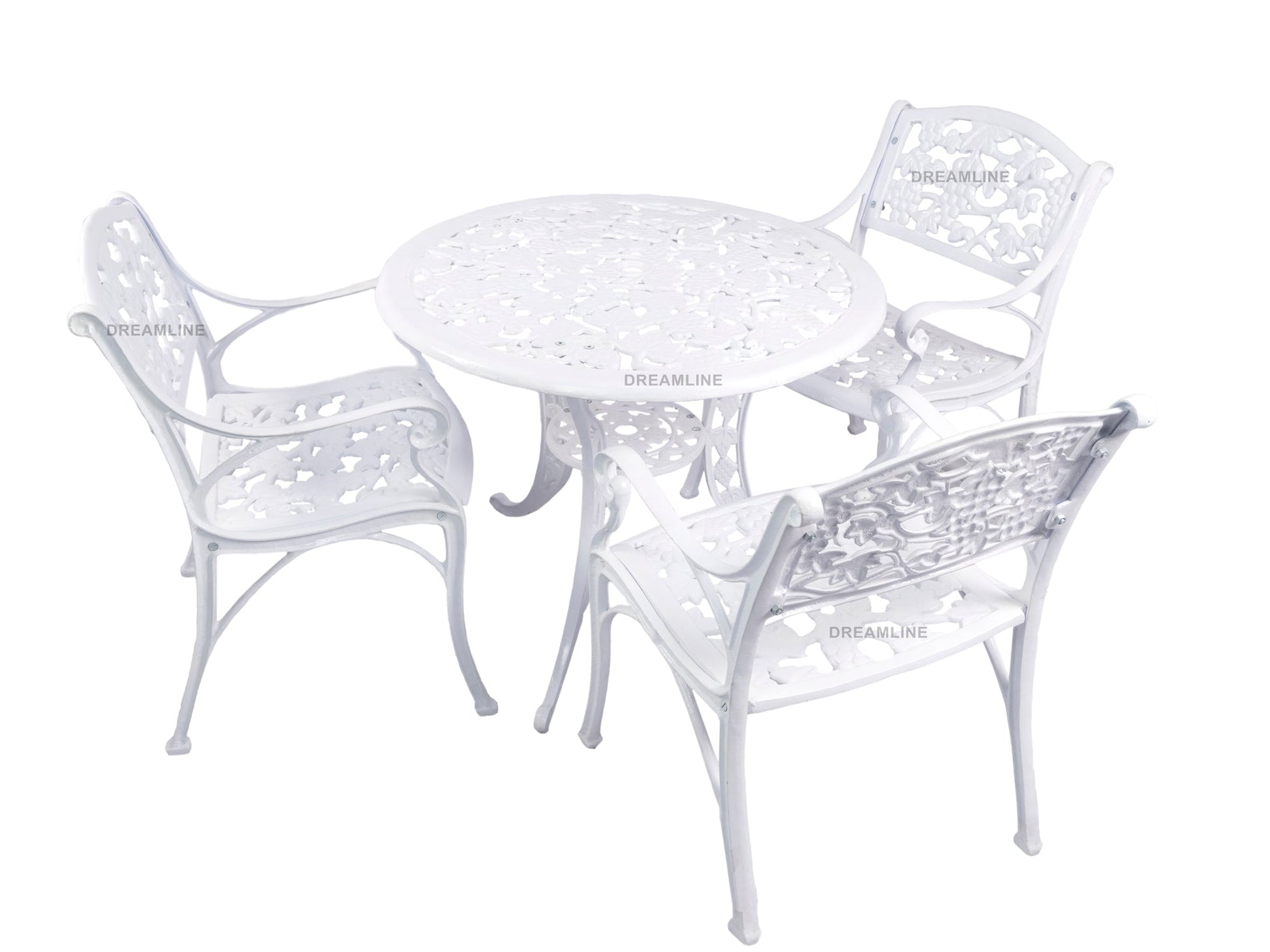 Rahel Cast Aluminium Garden Patio Seating 3 Chair and 1 Table Set