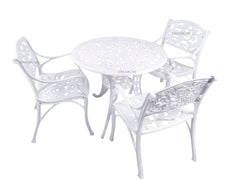 Rahel Cast Aluminium Garden Patio Seating 3 Chair and 1 Table Set