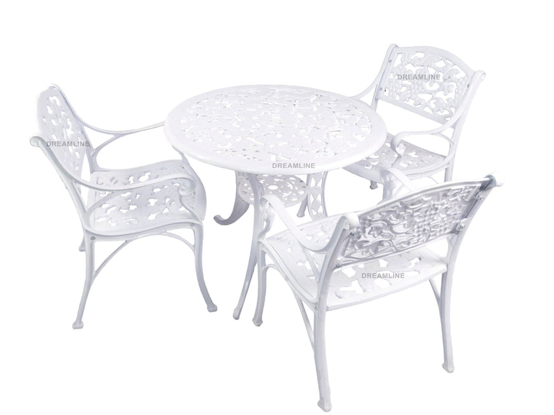 Rahel Cast Aluminium Garden Patio Seating 3 Chair and 1 Table Set