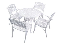 Tilo Cast Aluminium Garden Patio Seating 4 Chair and 1 Table Set