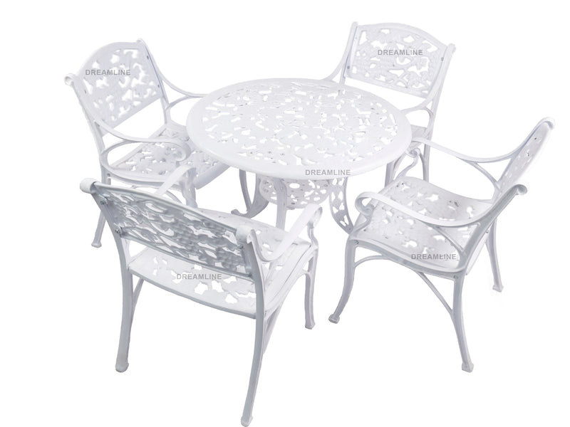 Tilo Cast Aluminium Garden Patio Seating 4 Chair and 1 Table Set