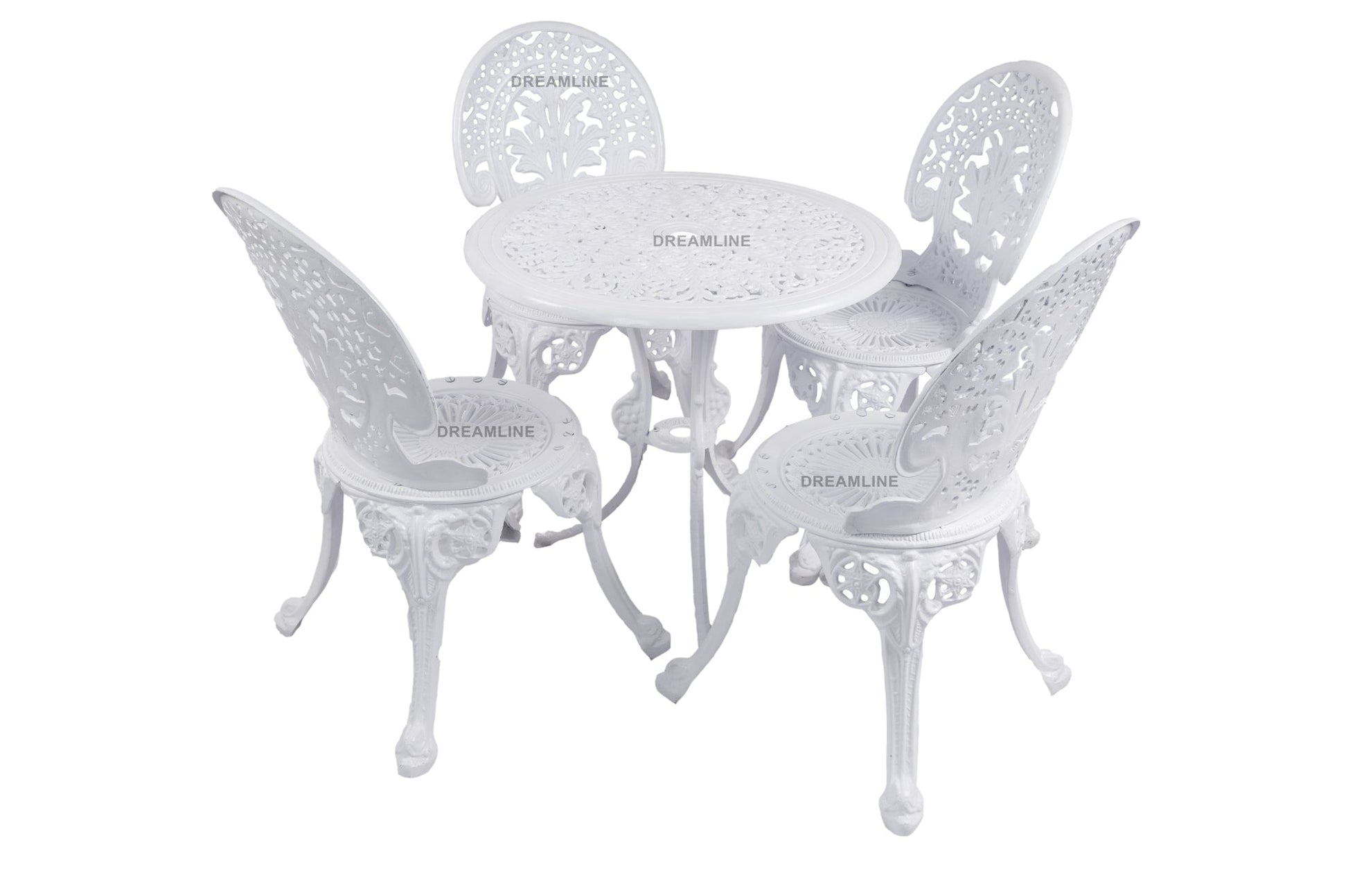 Sitopia Cast Aluminium Garden Patio Seating 4 Chair and 1 Table Set (White)