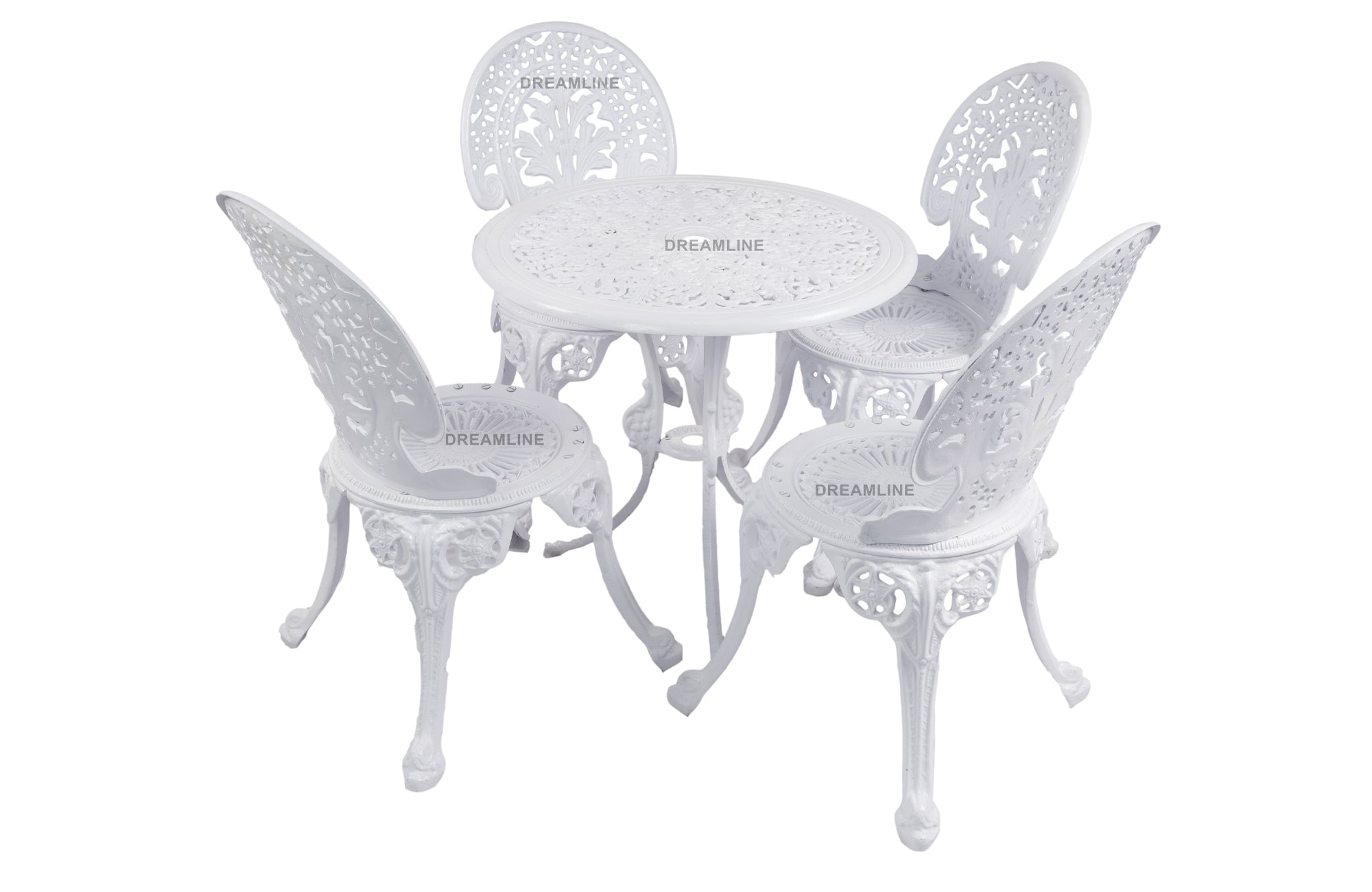 Sitopia Cast Aluminium Garden Patio Seating 4 Chair and 1 Table Set (White)