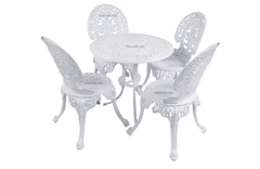 Sitopia Cast Aluminium Garden Patio Seating 4 Chair and 1 Table Set (White)