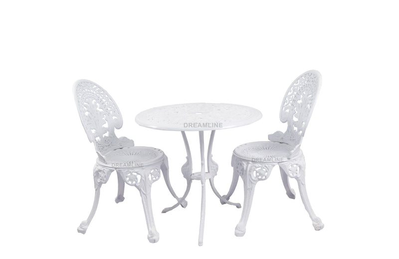 KIYA Cast Aluminium Garden Patio Seating 2 Chair and 1 Table Set