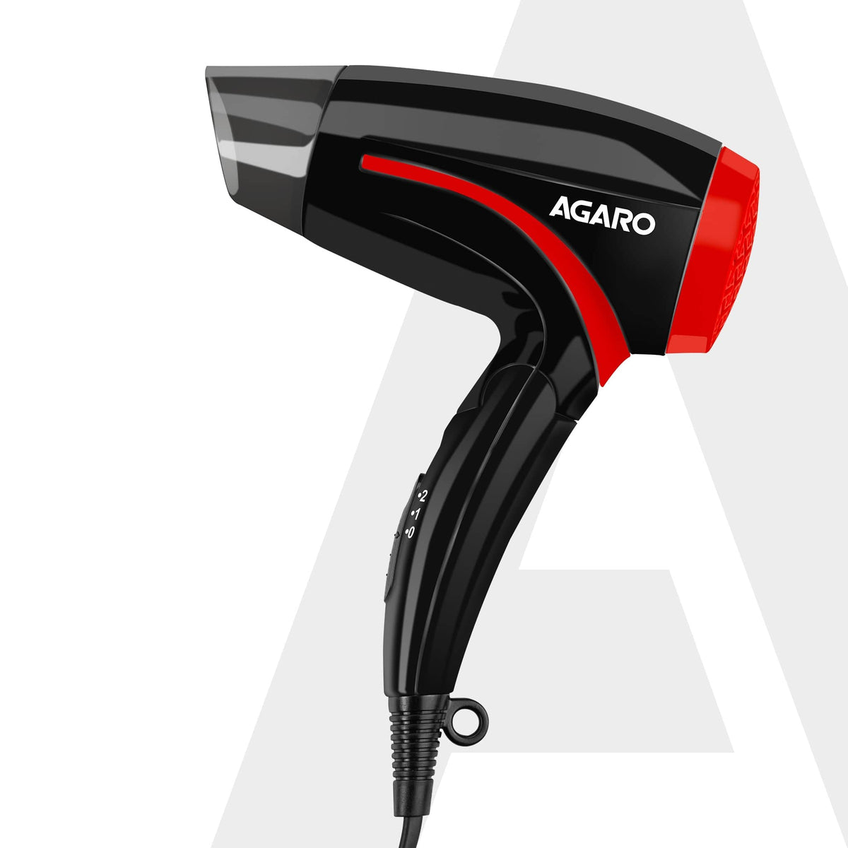 AGARO HD1177 Hair Dryer with 1000 Watts Copper Motor, 2 Speed & Temperature Settings, Foldable Handle, For both Men & Women, Black & Red-1