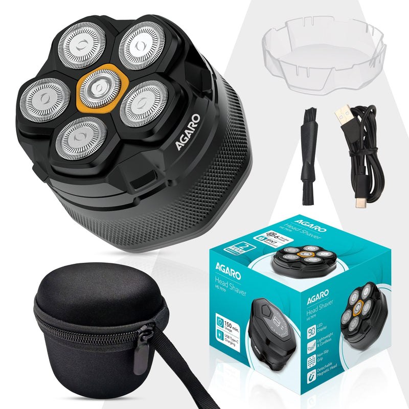AGARO HS7979 Head Shaver, for Bald Men, 6 Flexible Heads, Wet/Dry Head Shaver, Rechargeable, IPX7 Waterproof, Detachable