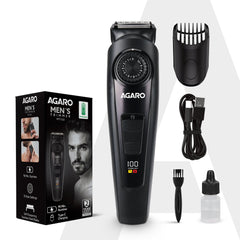 AGARO Beard Trimmer MT1122, 10 Length Settings with digital display USB rechargeable multifunctional for home and travel